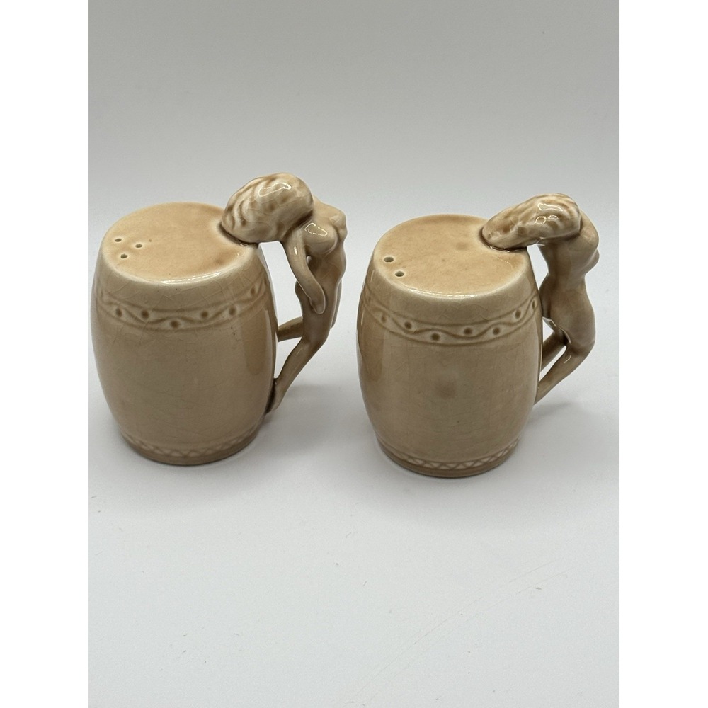 Vintage Ceramic Naked Lady on Barrel Salt & Pepper Shakers Set Of 2 - Picture 5 of 10